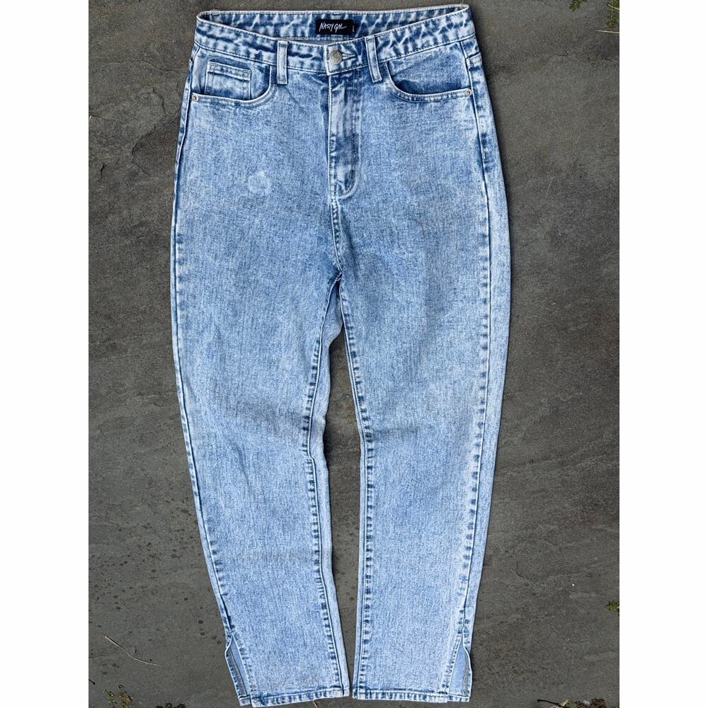 Nasty Gal Acid Wash High Waisted Mom Jeans Size UK 8 EU 36